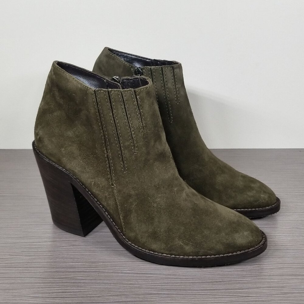 Aquatalia Loren Waterproof Bootie, Olive Green Suede, Women’s Size 8.5 M